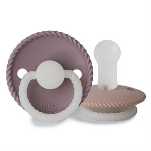 FRIGG Rope - Round Silicone 2-Pack Pacifiers - Twilight Mauve Night/Blush Night - Size 2